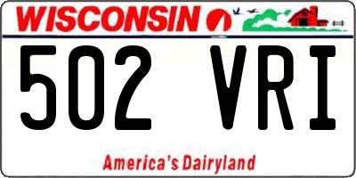 WI license plate 502VRI