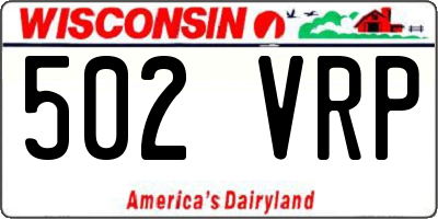 WI license plate 502VRP