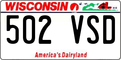WI license plate 502VSD