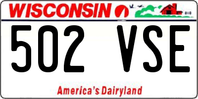 WI license plate 502VSE