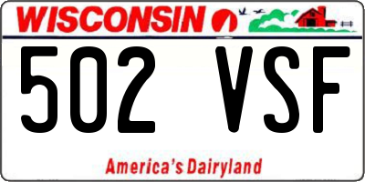 WI license plate 502VSF