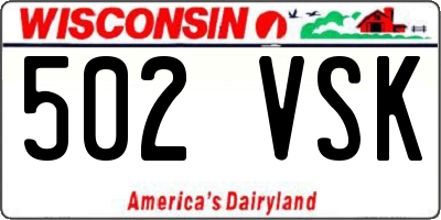 WI license plate 502VSK