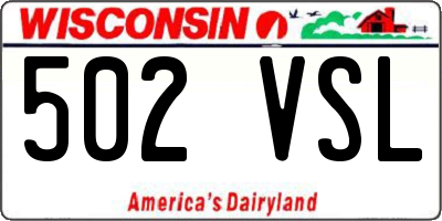 WI license plate 502VSL