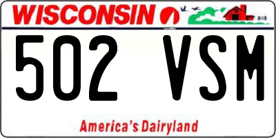 WI license plate 502VSM
