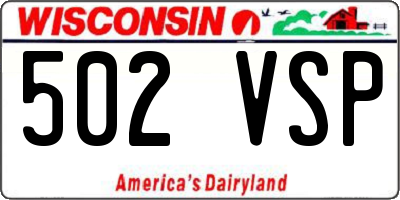 WI license plate 502VSP