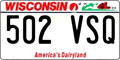 WI license plate 502VSQ