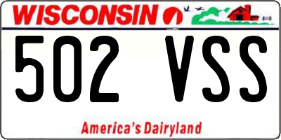 WI license plate 502VSS