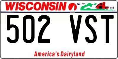 WI license plate 502VST