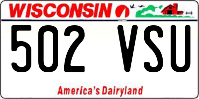 WI license plate 502VSU