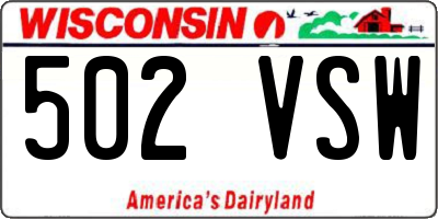 WI license plate 502VSW
