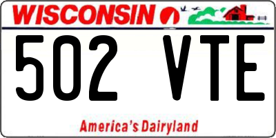 WI license plate 502VTE