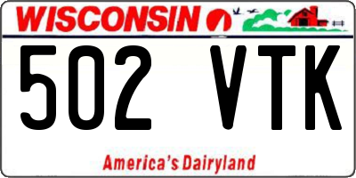 WI license plate 502VTK
