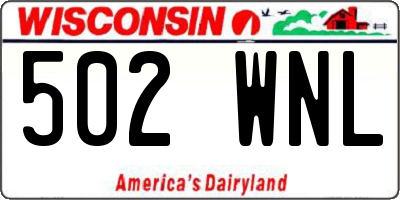 WI license plate 502WNL