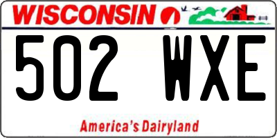 WI license plate 502WXE