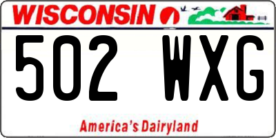 WI license plate 502WXG