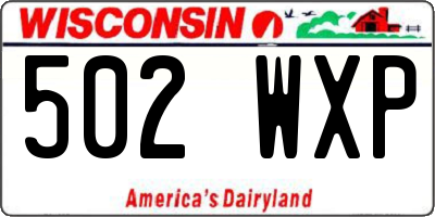 WI license plate 502WXP