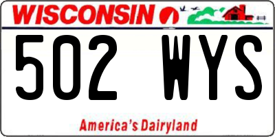 WI license plate 502WYS