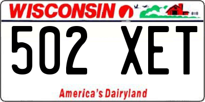 WI license plate 502XET