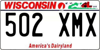 WI license plate 502XMX