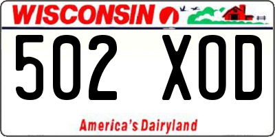 WI license plate 502XOD