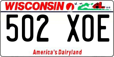 WI license plate 502XOE