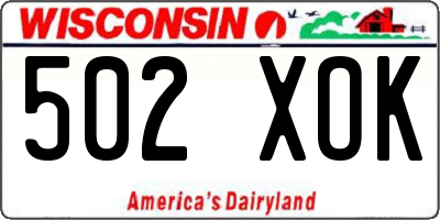 WI license plate 502XOK