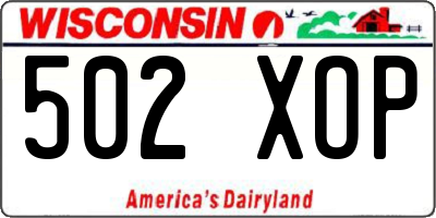 WI license plate 502XOP