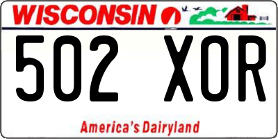WI license plate 502XOR