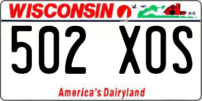 WI license plate 502XOS