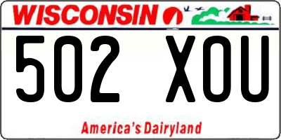 WI license plate 502XOU