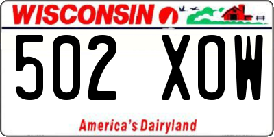 WI license plate 502XOW
