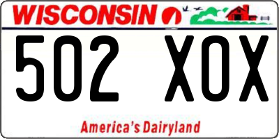 WI license plate 502XOX