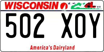 WI license plate 502XOY