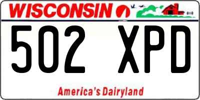 WI license plate 502XPD