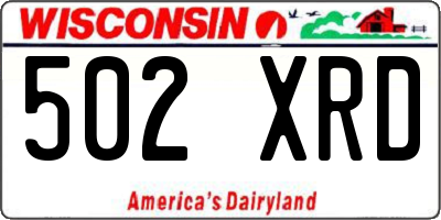 WI license plate 502XRD