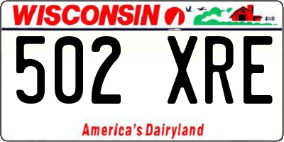 WI license plate 502XRE