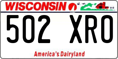 WI license plate 502XRO