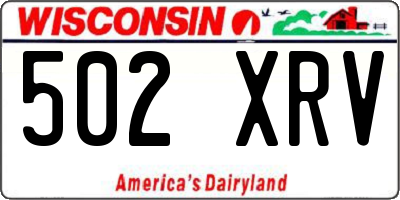 WI license plate 502XRV