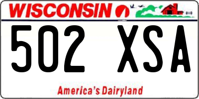 WI license plate 502XSA