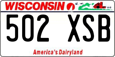 WI license plate 502XSB