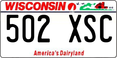 WI license plate 502XSC