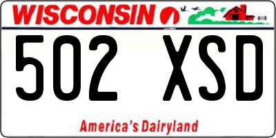 WI license plate 502XSD
