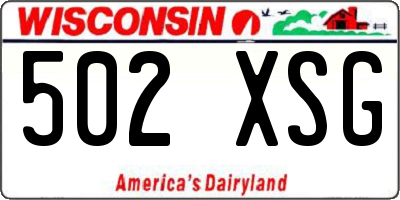 WI license plate 502XSG