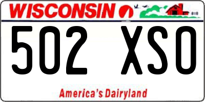 WI license plate 502XSO