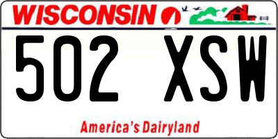WI license plate 502XSW