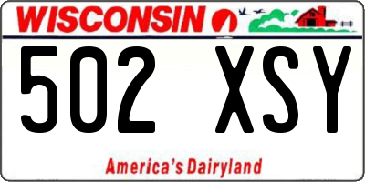 WI license plate 502XSY