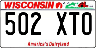 WI license plate 502XTO