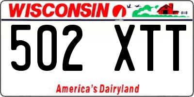 WI license plate 502XTT