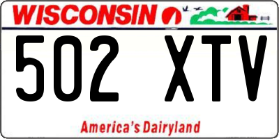 WI license plate 502XTV