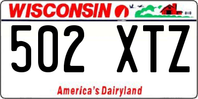 WI license plate 502XTZ